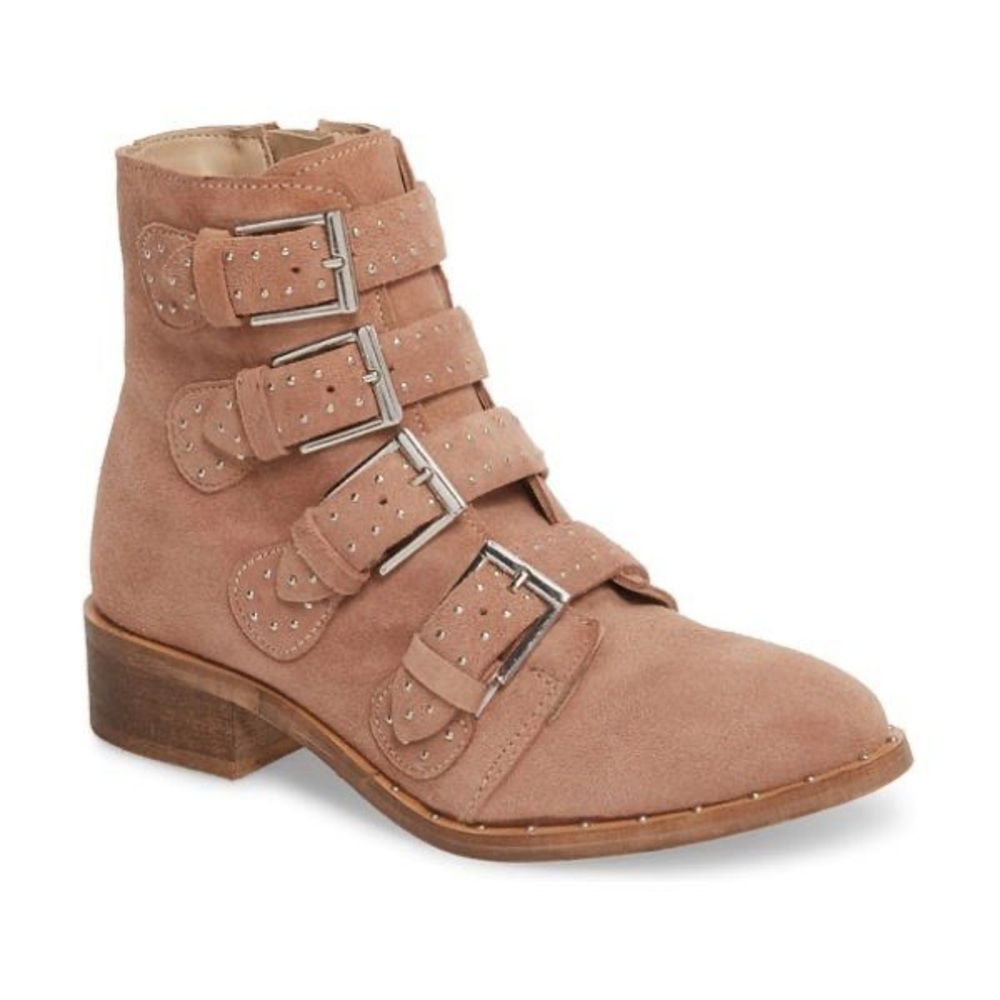 Black Suede Studio Studded Layla Ankle Boot, taupe/khaki, size 7